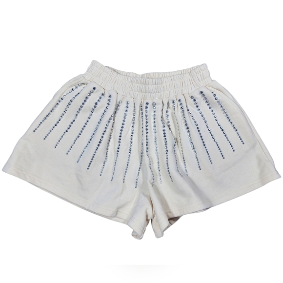 QOS  Beige Rhinestone Burst Bubble Top & Beige Rhinestone Burst Swing Short - Picture 4 of 8